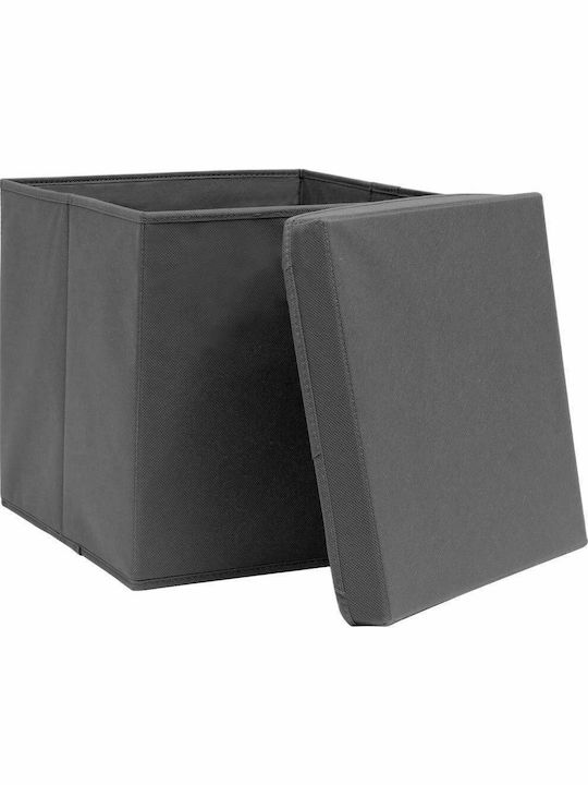 vidaXL Fabric Storage box with Cap Gray 32x32x32cm 4pcs