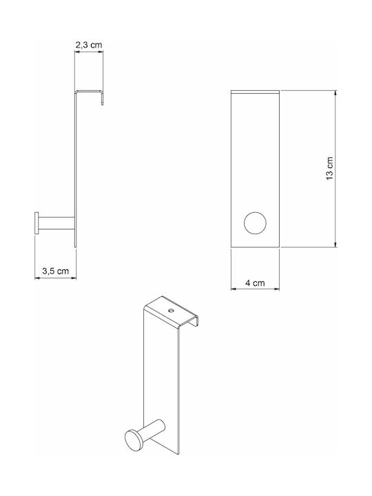 Grekon Inox Door Hook Silver 4x3.5x13cm