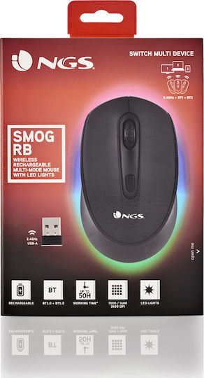 NGS SMOG RB Wireless RGB Gaming Mouse Black