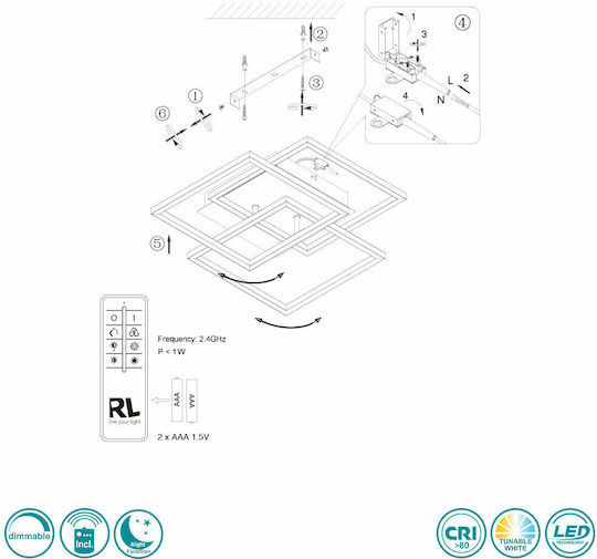 Trio Lighting Mobile Ceiling Mount Light 39cm Black with Integrated LED and Remote Control
