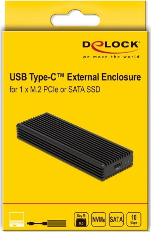 DeLock Твърд диск кутия M.2 PCI Express / SATA III NVMe с връзка Type-C в Черен цвят