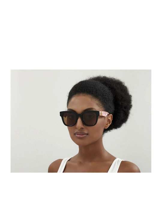 Gucci Γυναικεία Γυαλιά Ηλίου με Μαύρο Κοκκάλινο Σκελετό και Καφέ Φακό GG0998S 005