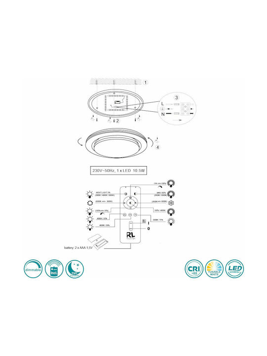 Trio Lighting Atria Πλαφονιέρα Οροφής 27εκ. Λευκή με Ενσωματωμένο LED και Τηλεχειριστήριο