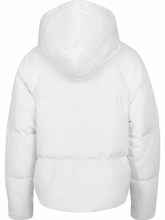 Κοντό Γυναικείο Puffer Μπουφάν για Χειμώνα Off White
