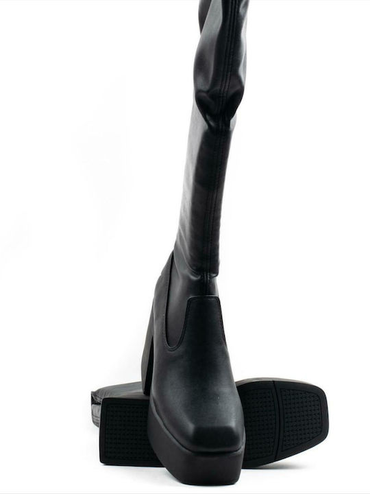 Leather High Heel Women's Boots Badgirls Black