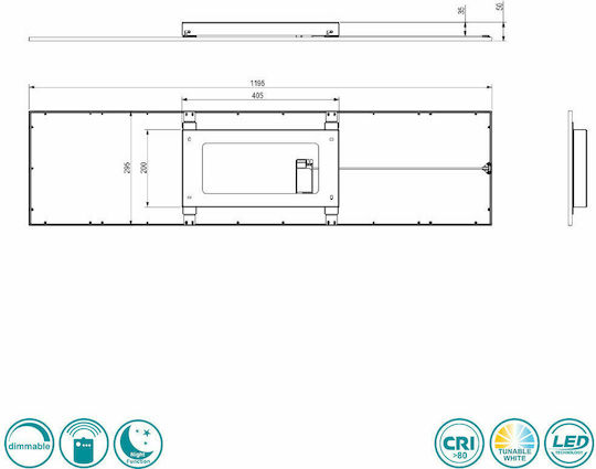 Trio Lighting Parallelogramm Vertieft LED Panel 33.5W mit Warm zu kühlem Weiß Licht