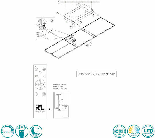 Trio Lighting Parallelogramm Vertieft LED Panel 33.5W mit Warm zu kühlem Weiß Licht