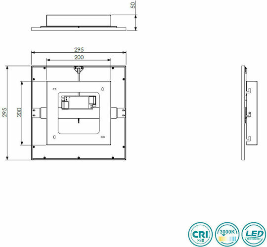 Trio Lighting Platz Vertieft LED Panel 13.5W mit Warmes Weiß Licht 3000K