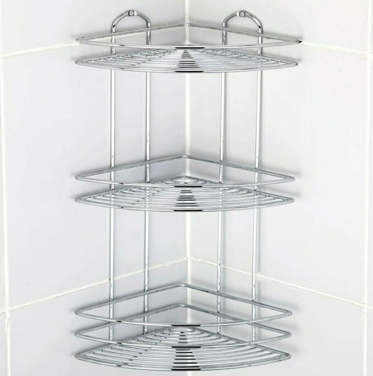 Tekno-Tel 455.BK023/ST Ъглов Стенен Рафт за баня Inox с 3 рафта 27x19x46см Сребриста Tekno-Tel 455.BK023/ST Ъглов Стенен Рафт за баня Inox с 3 рафта 27x19x46см Сребриста
