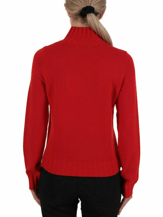 ICE PLAY KNITWEAR HIGH NECK LOGO RED