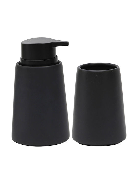 Solid Ceramic Bathroom Accessory Set Black 2pcs