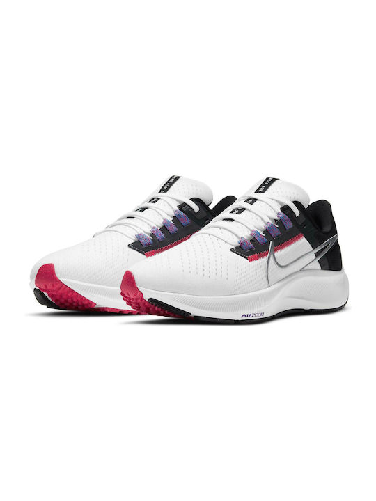Air Zoom Pegasus 38 Sport Shoes Running White / Black / Flash Crimson / Metallic Silver