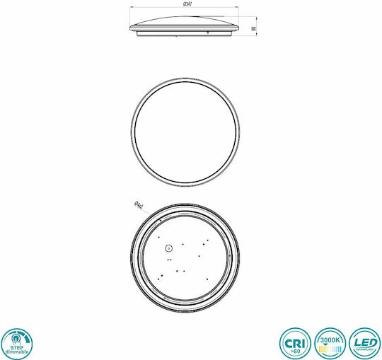 Trio Lighting Limbus Plafonieră de Tavan 34.7buc Neagră cu LED Integrat