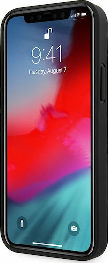 AMG Leather Big Stamped Logo Umschlag Rückseite Leder Schwarz (iPhone 12 Pro Max)