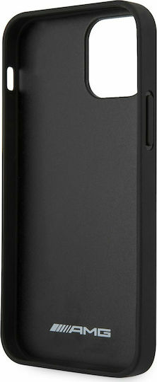 AMG Leather Big Stamped Logo Umschlag Rückseite Leder Schwarz (iPhone 12 Pro Max)