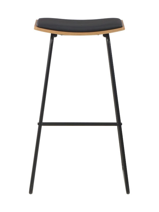 Stool Bar Upholstered with Leatherette Black 2pcs 45x43x76cm