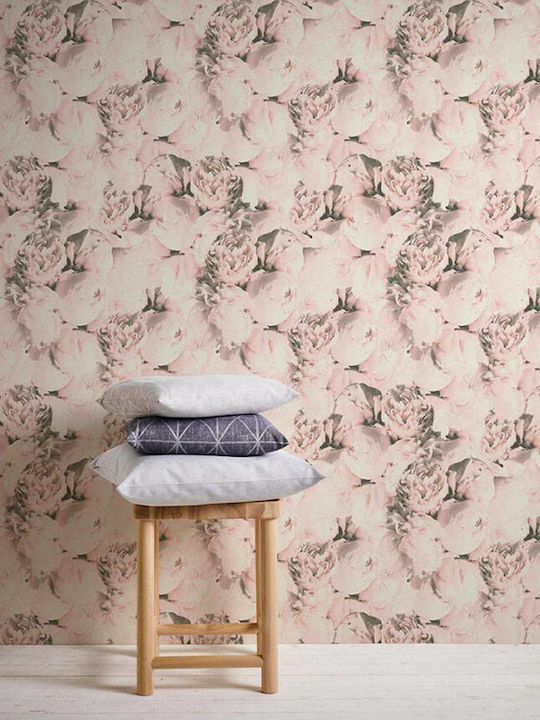 Wallpaper Λουλούδια Neue Bude Cream - Pink L1000xW53cm