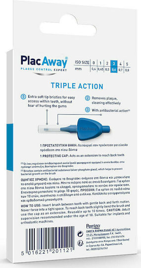PlacAway Triple Action Interdental Brushes 0.6mm Blue 6pcs