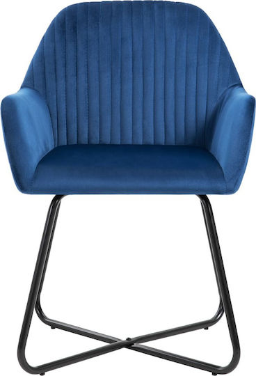 Dining Room Velvet Armchair Blue 61x61x84cm 2pcs