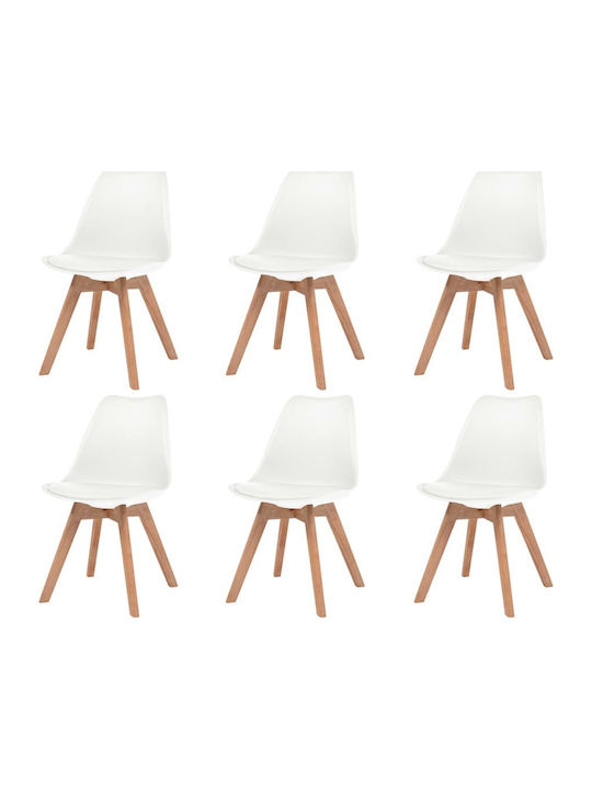 Dining Room Artificial Leather Chair White 48x53x83cm 6pcs