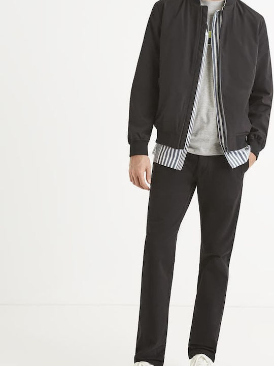 Tocharles Pantaloni Chino Elastic cu Croială Slim Negru