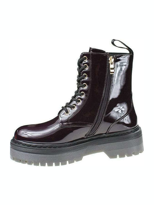 Elyse Women's Patent Leather Ankle Boots Burgundy
