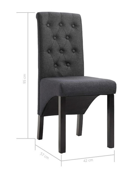 Dining Room Fabric Chair Dark Grey 42x57x95cm 4pcs