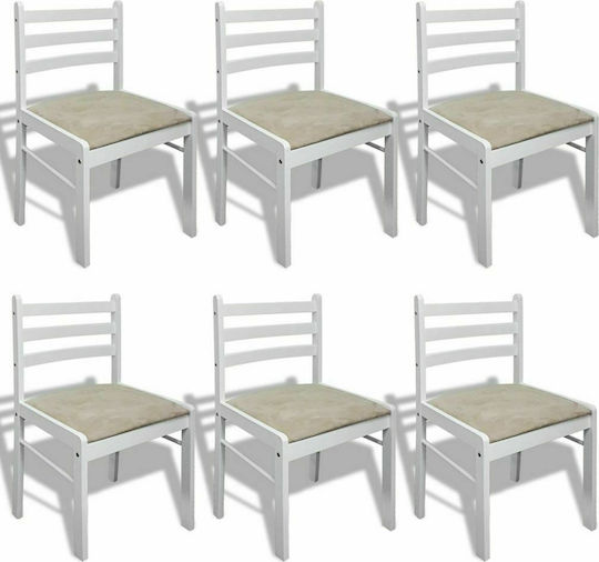 Dining Room Velvet Chair White 44x45x81cm 6pcs