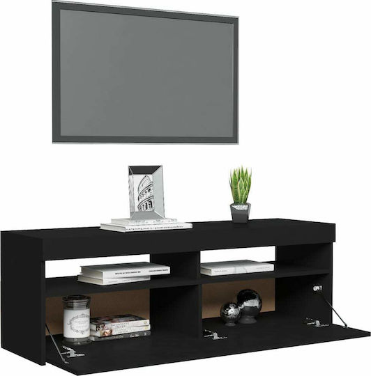 Suport TV cu Iluminare LED Negru L120xW35xH40cm