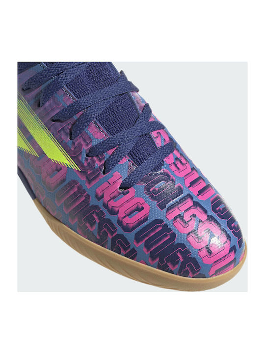 Kids Soccer Cleats & Shoes X Speedflow Messi.3 Indoor Victory Blue Shock Pink Solar Yellow