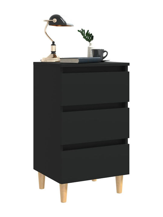 Wooden Bedside Table Μαύρο 40x35x69cm