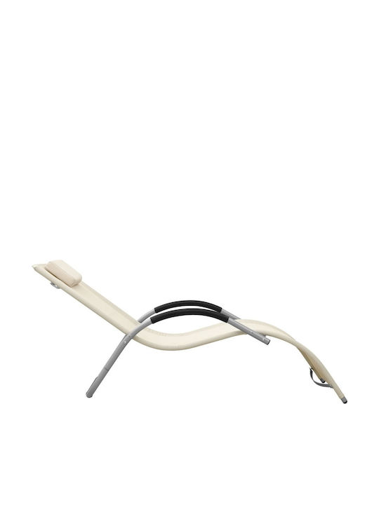 Deckchair Aluminum with Textilene Fabric Grey / Cream 159x62x67cm.