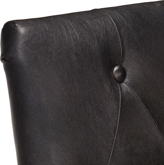 Dining Room Genuine Leather Armchair Black 52x60x95cm 2pcs