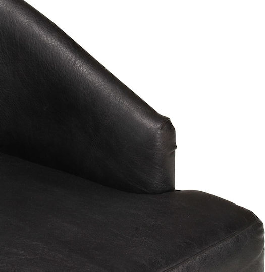 Dining Room Genuine Leather Armchair Black 52x60x95cm 2pcs