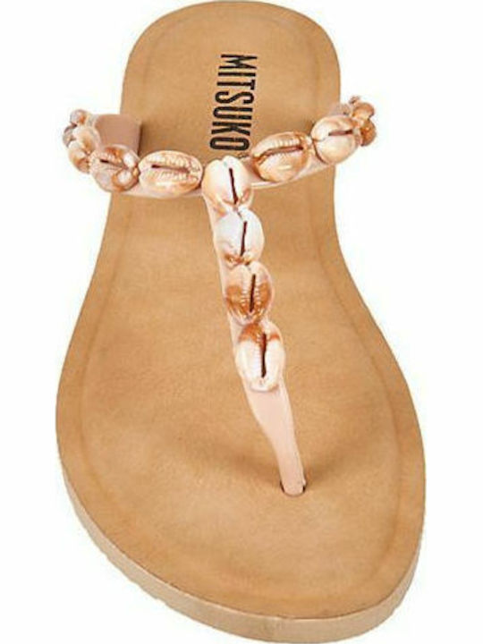 Women's Flat Sandals in Beige Color