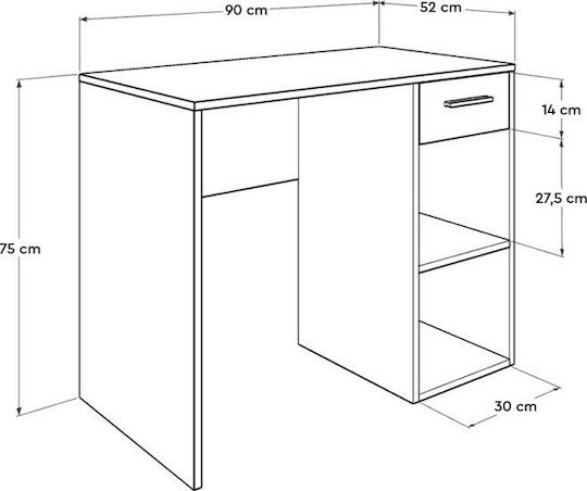 Kids Desk made of Melamine White 75x52x90cm