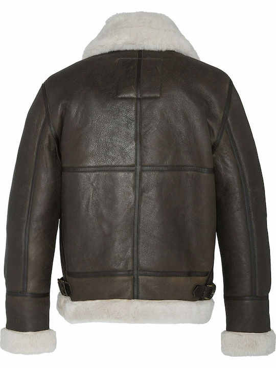 LC1259 Δερμάτινο Χειμωνιάτικο Μπουφάν Dark Brown