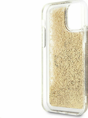 Guess Liquid Glitter 4G Logo Back Cover Πλαστικό Χρυσό (iPhone 11)