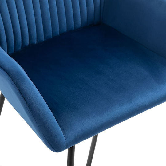 Dining Room Velvet Armchair Blue 61x61x84cm 4pcs