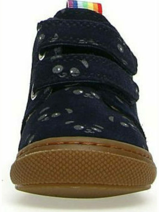High Freedom Suede Kids Boots with Velcro Blue