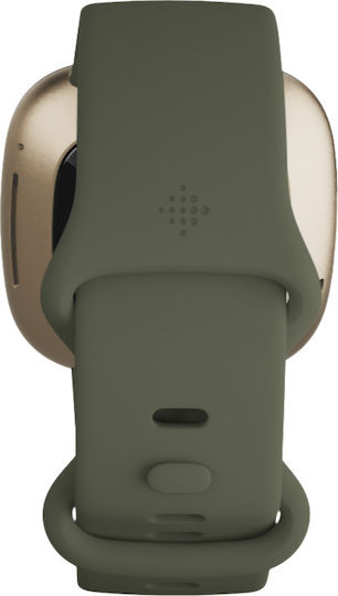 Fitbit Versa 3 Aluminium Waterproof Smartwatch with Heart Rate Monitor (Olive / Soft Gold Aluminum)