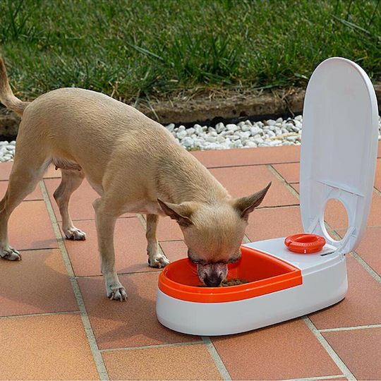 Ferplast Automatic Plastic Bowl Food for Dog & Cat 2x 400ml in White Color