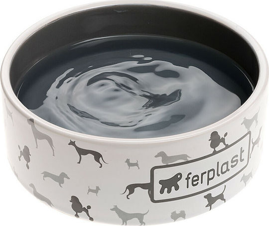 Ferplast Juno Ceramic Bowl Food & Water for Dog & Cat 300ml 12.7cm in White Color