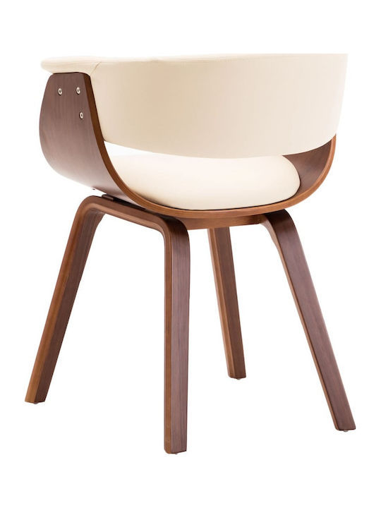 Dining Room Artificial Leather Armchair Cream / Brown 59.5x51x72cm 2pcs