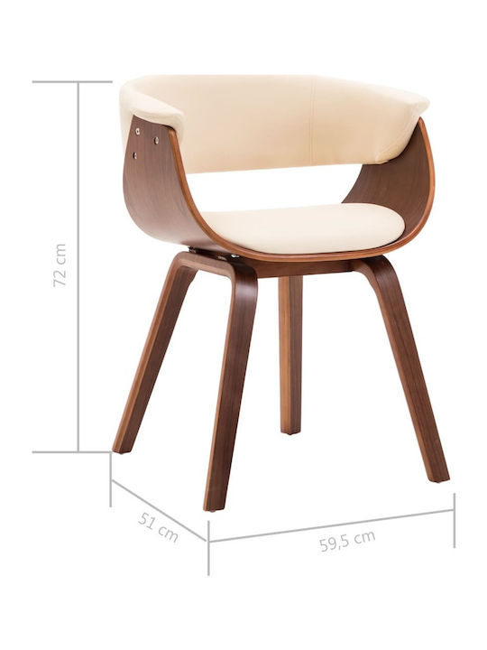 Dining Room Artificial Leather Armchair Cream / Brown 59.5x51x72cm 2pcs