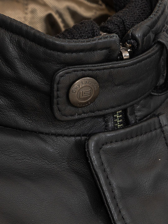 747 Leather Winter Jacket Black