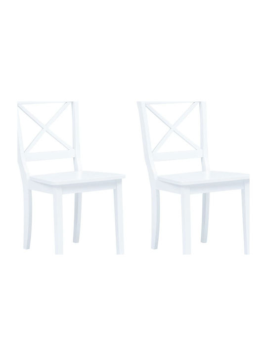 Dining Room Wooden Chair White 45.5x52x90cm 2pcs