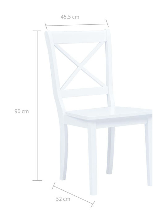 Dining Room Wooden Chair White 45.5x52x90cm 2pcs