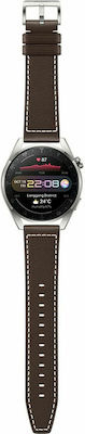 Huawei Watch 3 Pro Classic Titanium 48mm Αδιάβροχο με eSIM και Παλμογράφο (Καφέ)