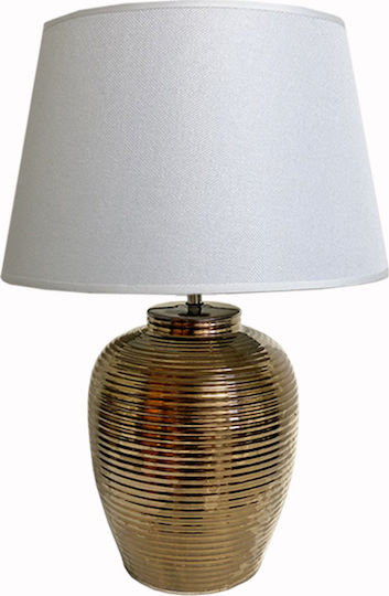 Art et Lumiere Ceramic Table Lamp with White Shade and Gold Base
